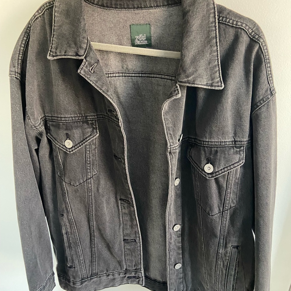 Black Denim Oversized Boyfriend Jean Jacket Size Large